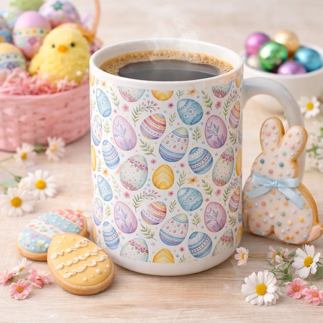 Pastel Easter Egg Pattern Kaffemugg (Skapare uppladdad)