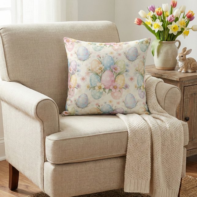 Pastel Easter Egg & Spring Blossom Kudde (Skapare uppladdad)