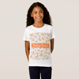 Pastel Easter Eggs & Carrots Watercolor Pattern  T Shirt