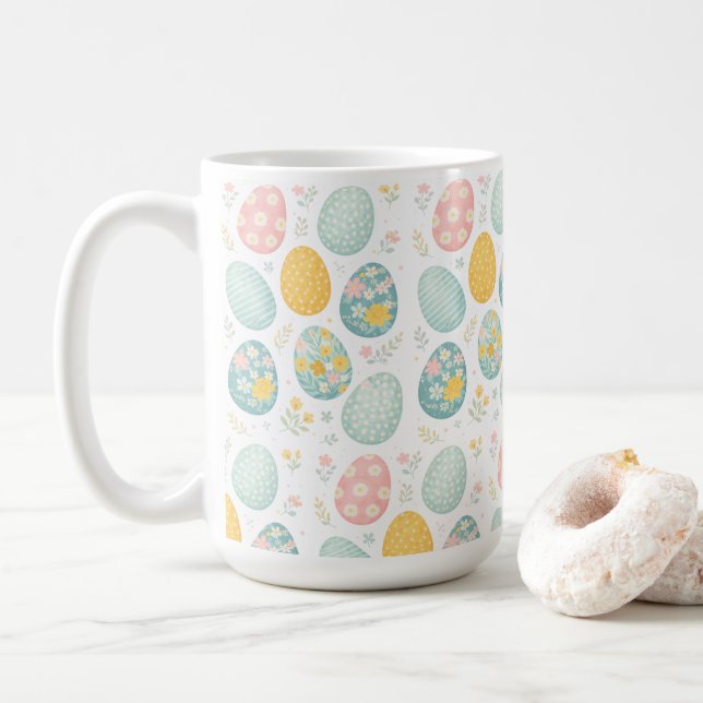 Pastel Easter Eggs Floral Pattern - Cute Spring  Kaffemugg (Med munk)