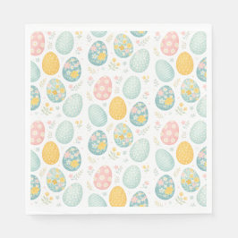 Pastel Easter Eggs Floral Pattern - Cute Spring  Pappersservett