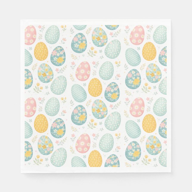 Pastel Easter Eggs Floral Pattern - Cute Spring  Pappersservett (Framsidan)