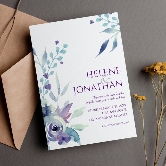 Pastel Elegant Blommigt Modern Boho Bröllop Inbjudningar (Skapare uppladdad)