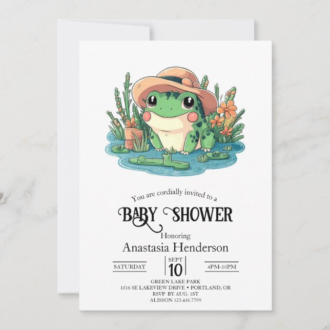Pastel Elegant Frog Baby Shower Inbjudningar (Framsida)