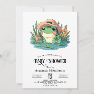 Pastel Elegant Frog Baby Shower Inbjudningar