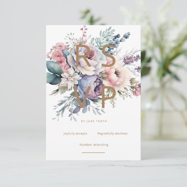 Pastel Elegant Garden Blommigt OSA kort (Stående Fram)