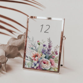 Pastel Elegant Garden Wedbröllops Bord-kort Bordsnummer