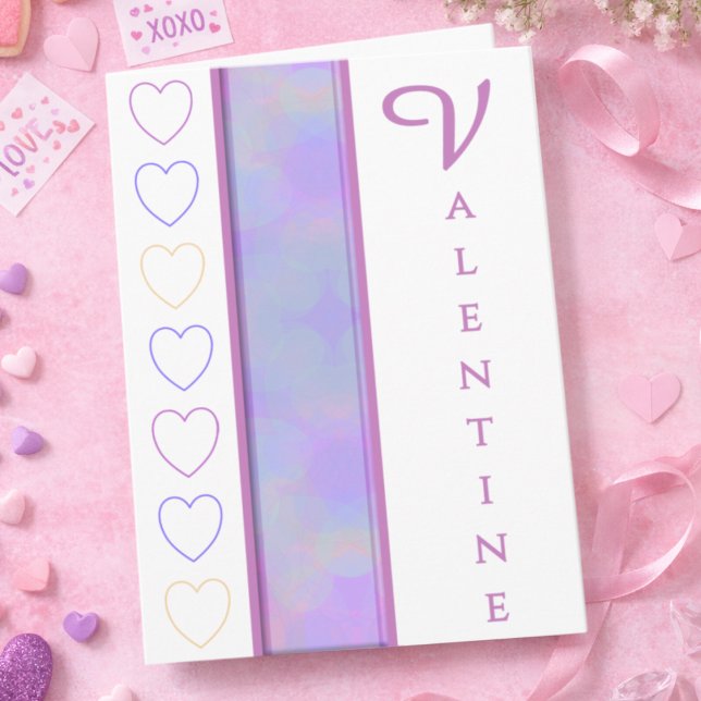 Pastel Elegant Hearts Valentine Card Kort (This pastel Valentine card is all about charm girly, romantic, and perfect for gifting with sweets.)