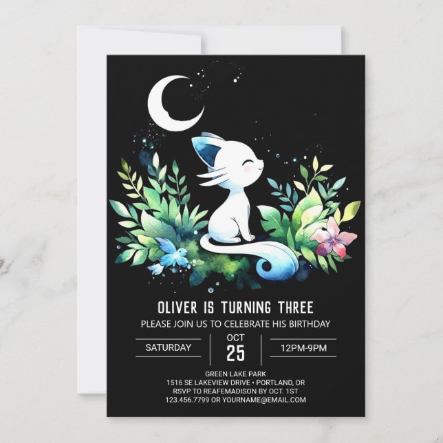 Pastel Elegant Kat Birthday Inbjudningar (Framsida)