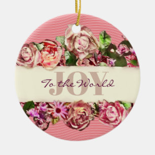 Pastel Elegant Vintage Victorian Ro Anpassningsba Julgransprydnad Keramik