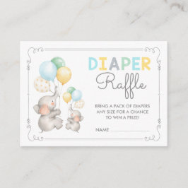Pastel Elephant Diaper Raffle Jungle Safari Baby Tilläggskort
