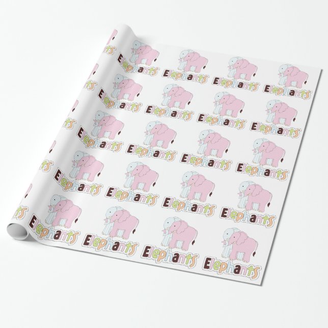 Pastel Elephants Gift Wrapping Papper Presentpapper (Utrullad)
