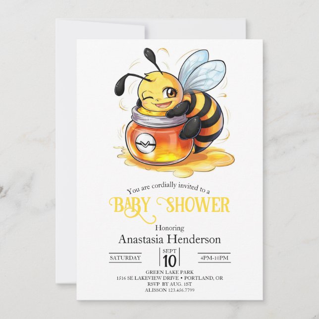 Pastel Enchanted Bee Baby Shower Inbjudningar (Framsida)