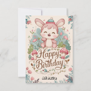 Pastel Enchanted Bunny Digital Birthday Kort