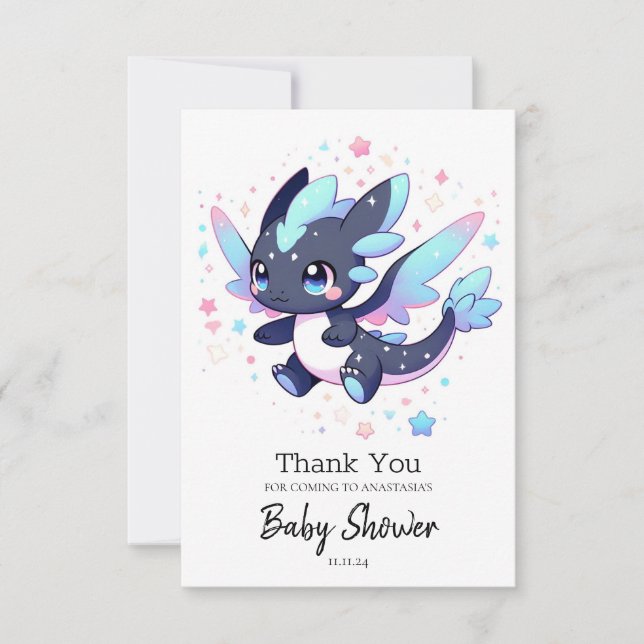Pastel Enchanted Dragon Baby Shower Tack Kort (Framsida)