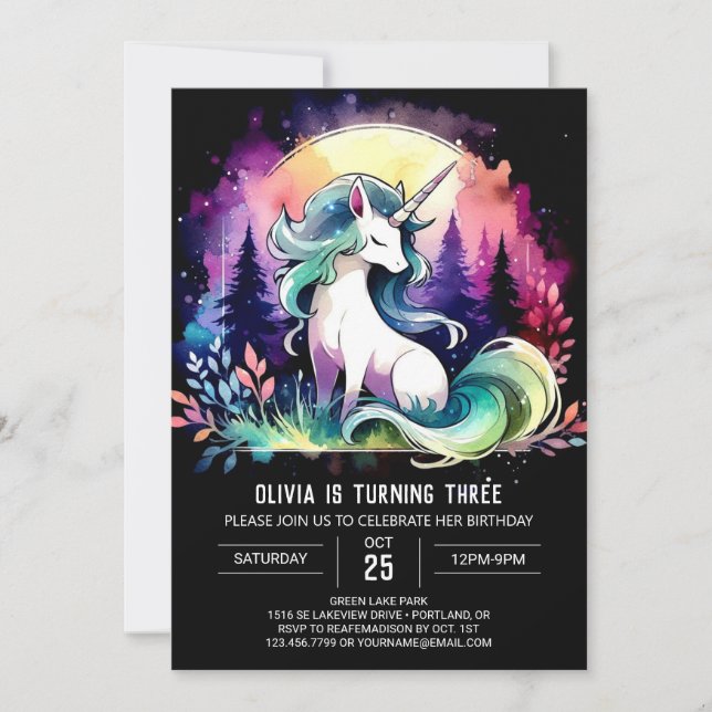 Pastel Enchanted Horse Birthday Inbjudningar (Framsida)