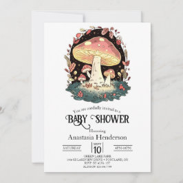 Pastel Enchanted Mushroom Baby Shower Inbjudningar