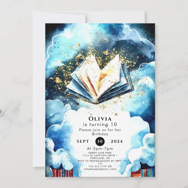 Pastel Enchanted Roligt Storybook Birthday Inbjudningar (Framsida)