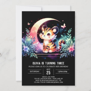 Pastel Enchanted Tiger Birthday Inbjudningar