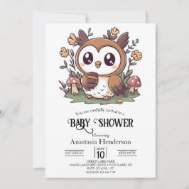 Pastel Enchanted Uggla Baby Shower Inbjudningar