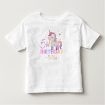 Pastel Enhörning 5-års Födelsedagsfest T-shirt