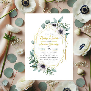 Pastel Eucalyptus Anemone Geometric Baby Shower Inbjudningar