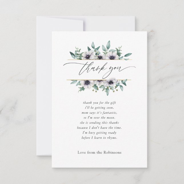 Pastel Eucalyptus Anemone Geometric Baby Shower Tack Kort (Framsida)