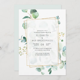 Pastel Eucalyptus Geometric Bridesmaids Luncheon Inbjudningar