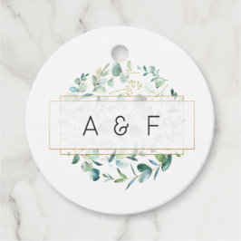 Pastel Eucalyptus Geometric Bröllop Monogram Gåvor Etiketter