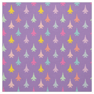 Pastel F-15 Eagle Fighter Jet Mönster på Lilan Tyg