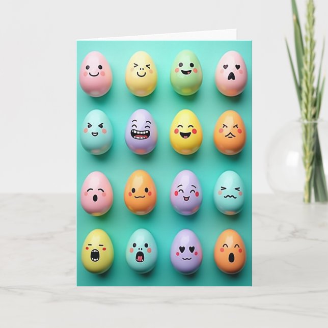 Pastel Faces Fun Friend Card Kort (Framsida)