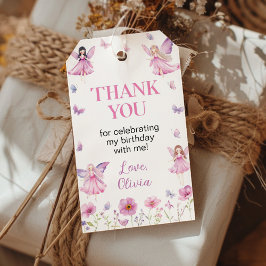Pastel Fairy Floral Birthday Party Thank You Presentetikett
