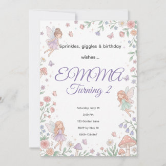 Pastel Fairy Garden Birthday Invitation | Editable Inbjudningar
