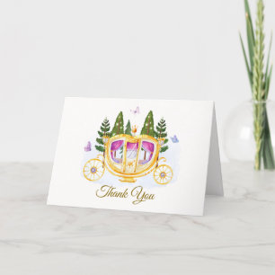Pastel Fairytale Princess Carriage Baby Shower Tack Kort
