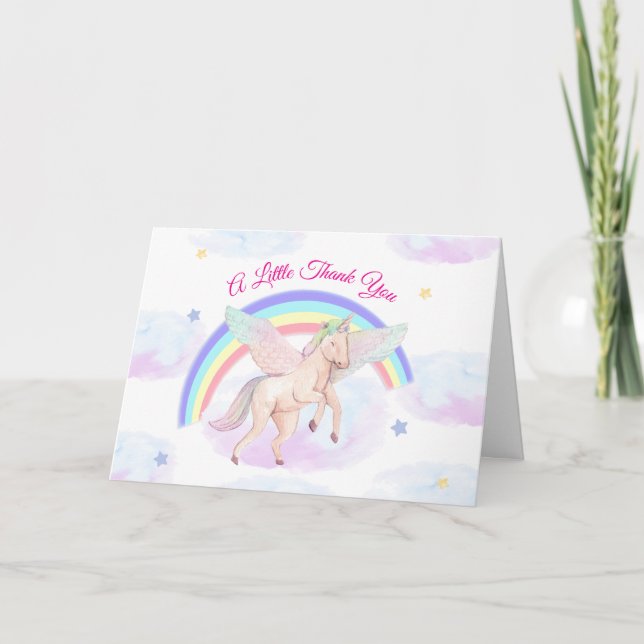 Pastel Fairytale Unicorn Star Rainbow Shower Baby  Tack Kort (Framsida)