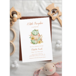 Pastel Fall Baby Shower Watercolor Pumpkin Inbjudningar