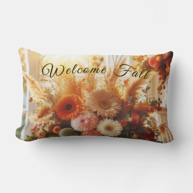 Pastel Fall Flowers Lumbar Pillow Lumbarkudde (Framsida)
