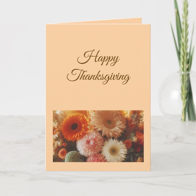 Pastel Fall Flowers-Thanksgiving Card Helgkort (Framsida)