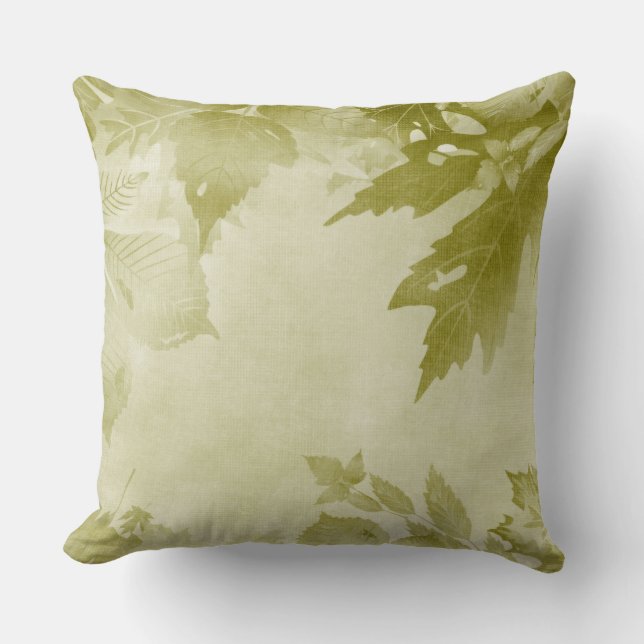 PASTEL FALL GRÖNT LÖV KUDDE (Framsida)
