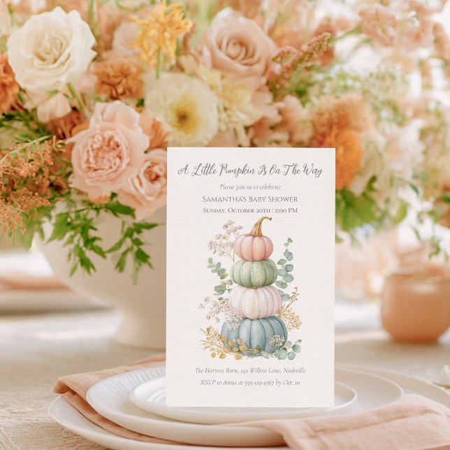 Pastel Fall Pumpkin Baby Shower Inbjudningar (Skapare uppladdad)