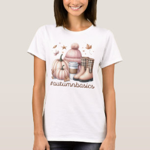 PASTEL FALL ROSA OCH BROWN AUTUMN THEMED-POSTER T SHIRT