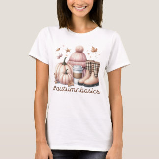 PASTEL FALL ROSA OCH BROWN AUTUMN THEMED-POSTER T SHIRT