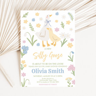 Pastel Fånig Goose Baby Shower Inbjudningar