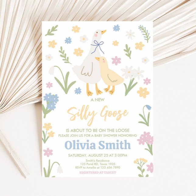 Pastel Fånig Goose Baby Shower Inbjudningar (Silly Goose Baby Shower Invitation)