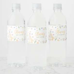 Pastel Fånig Goose Baby Shower Vattenflaskor Etikett