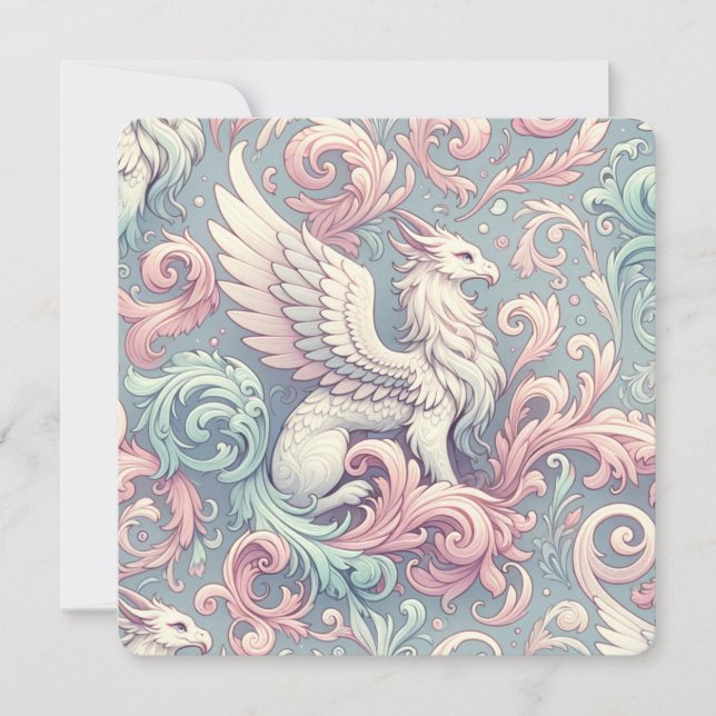 Pastel Fantasy Griffin Inbjudningar (Framsida)