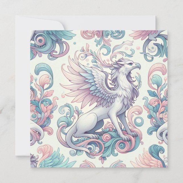 Pastel Fantasy Griffin Inbjudningar (Framsida)
