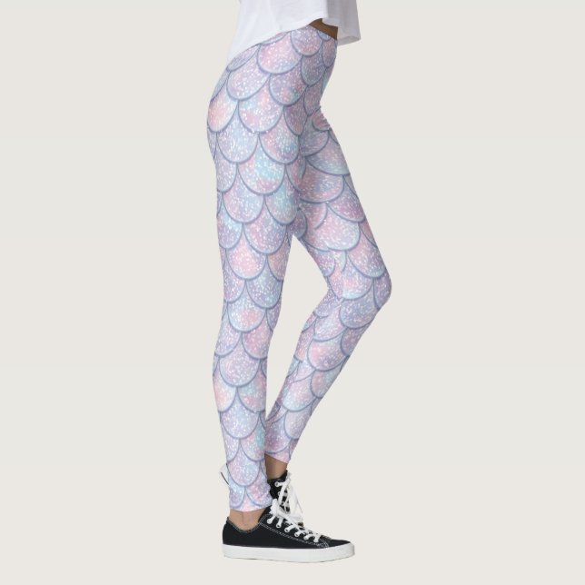 Pastel färg abstrakt, fiskskalor mönster leggings (Höger)