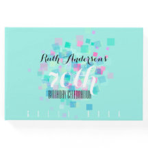 Pastel Färg Aqua 70:e Födelsedagsfesten Guest Bok
