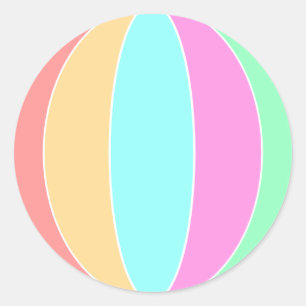 Pastel Färg Beach Boll Runt Klistermärke